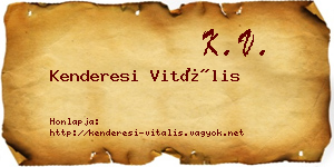 Kenderesi Vitális névjegykártya
